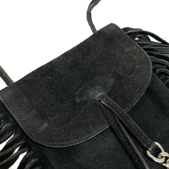 Saint Laurent Paris Shoulder Bag Anita Black Fringe - Picture 13 of 15